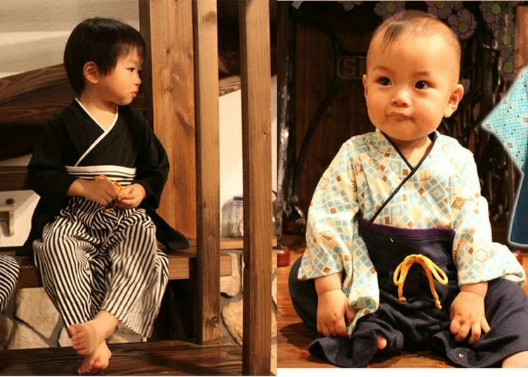 Baby Boy Kimono Hakama Yukata Romper Cotton Long Sleeved  Clothes Infant Toddler Outfits For Children Japanese Jumpsuit ZL607