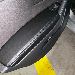 only LHD 4Doors Microfiber Leather Door Armrest Cover For VW Golf 7 2014 2015 2016 2017 2018 Car Door Armrest Panel Cover Trim