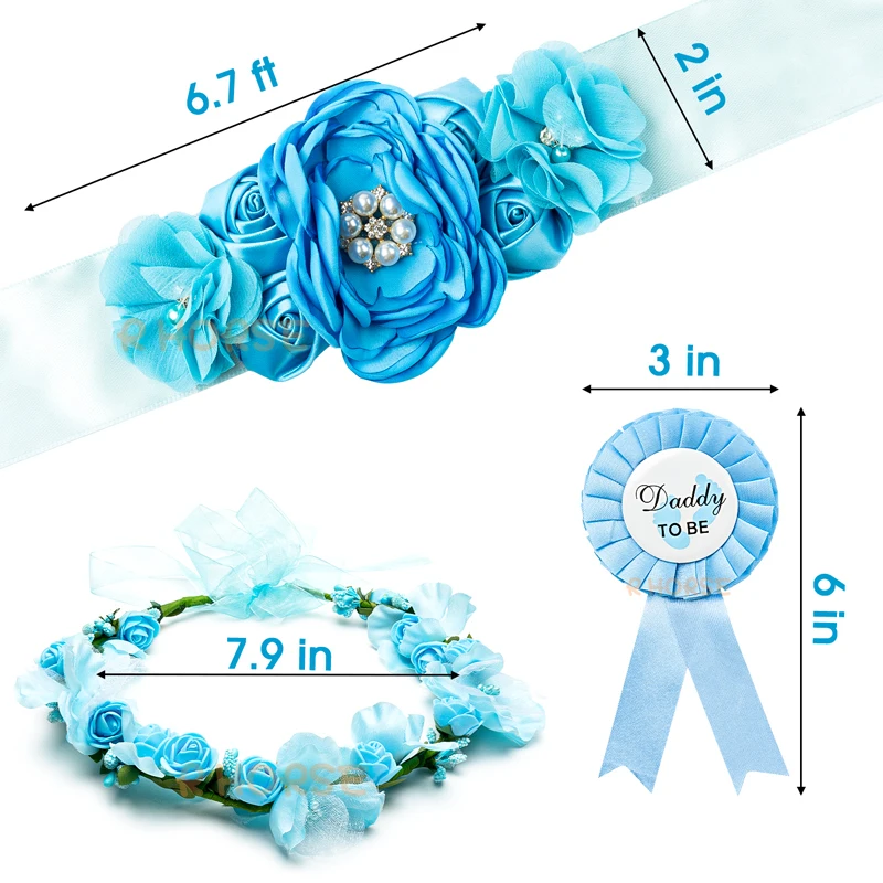 4 sztuk niebieski macierzyński Sash zestaw Rose Belt mamusia być tatusiem być stanik regulowany rozmiar stroik Baby Shower strona dekoracji