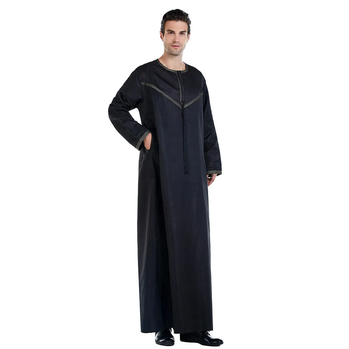 Abaya larga musulmana de Dubái para hombre, vestido Kaftan de Oriente Medio, Eid, Ramadán, Thobe, mangas largas, ropa islámica de Arabia Saudita