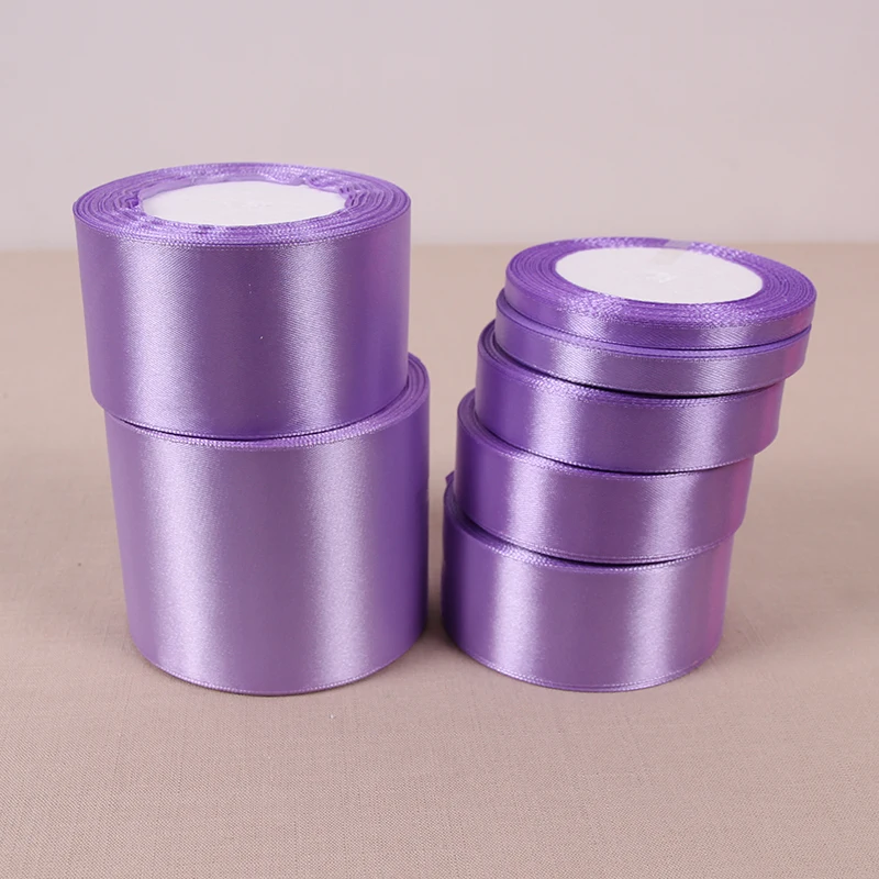 6/10/12/15/20/25/40/50MM Light Purple Silk Satin Ribbon Wedding Party Decoration Gift Wrapping Christmas Sewing Fabric Ribbon