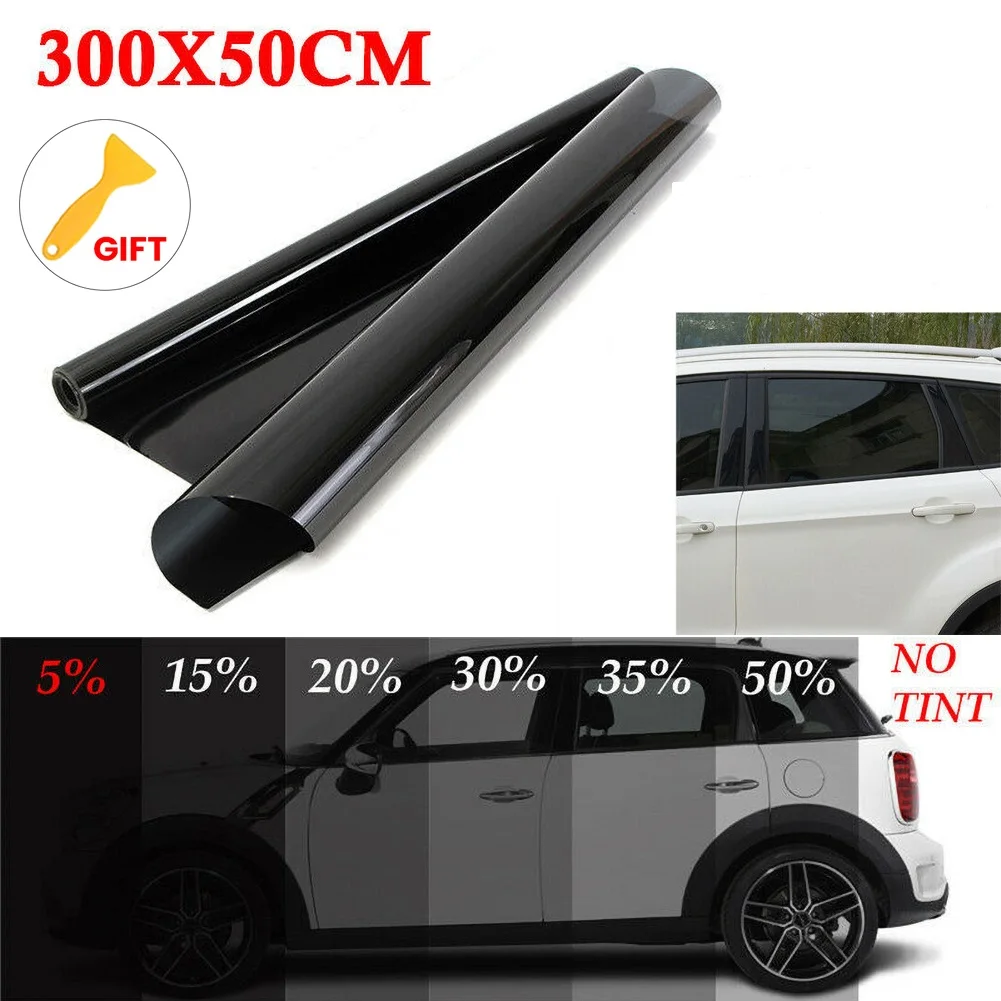 300x50cm Black Car Window Foils Tint Tinting Film Roll Car Auto Home Window Glass Summer Solar UV Protector Sticker Films