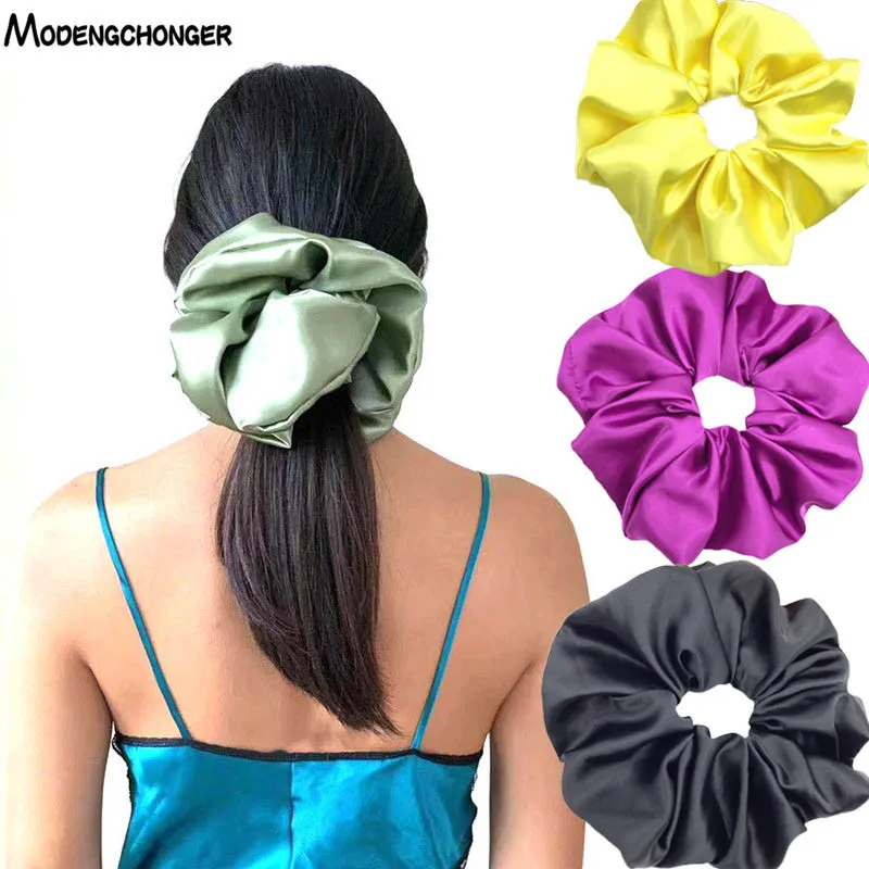 1PC Oversized Hair Scrunchies For Women Solid Satin Silk Hair Rubber Bands Elastic Hair Tie Headwear Accessories Ponytail Holder