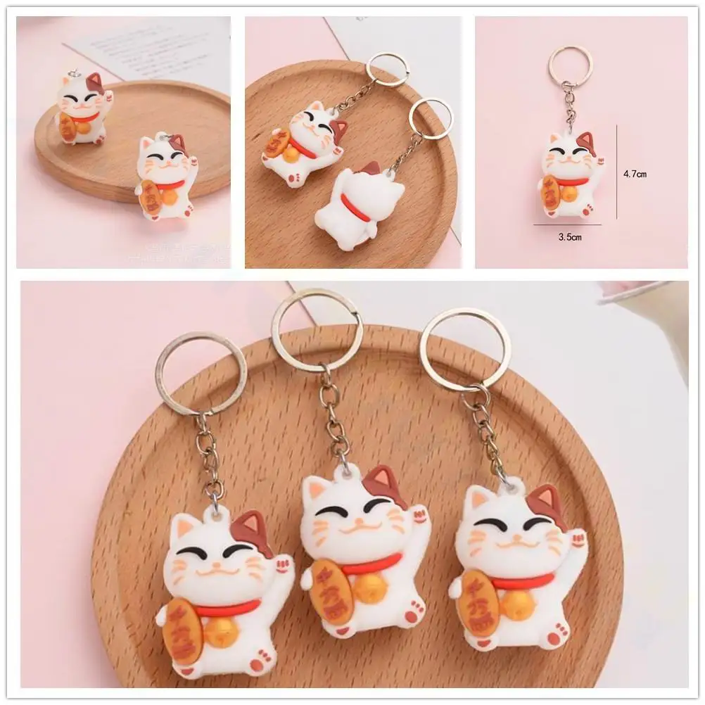 2pcs Lucky cat keychain car key chain bag Hanging Pendant Spring Festival Chinese new year party favor gift kids toy