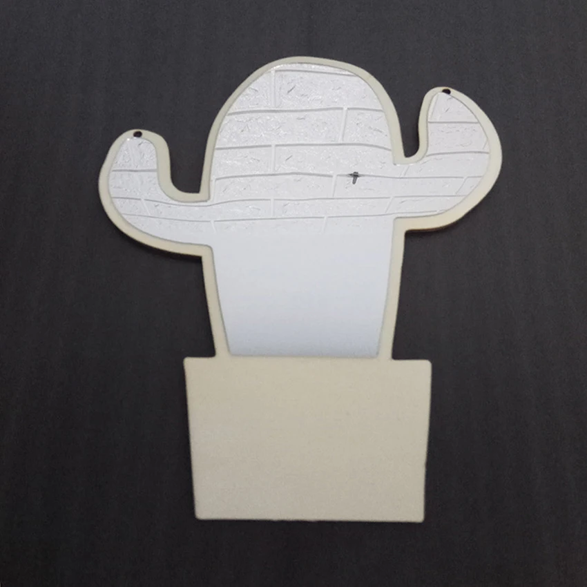 Espelho decorativo acrílico de madeira da vaidade do espelho da parede do cacto com corda de suspensão, espelho dos desenhos animados das crianças para o quarto, decoração de casa