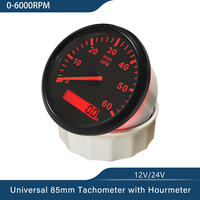 ELING Waterproof Tachometer 0-3000RPM Tacho Gauge REV Counter with Hour Meter 85mm Gasoline Diesel Engine 12V 24V Red Backlight