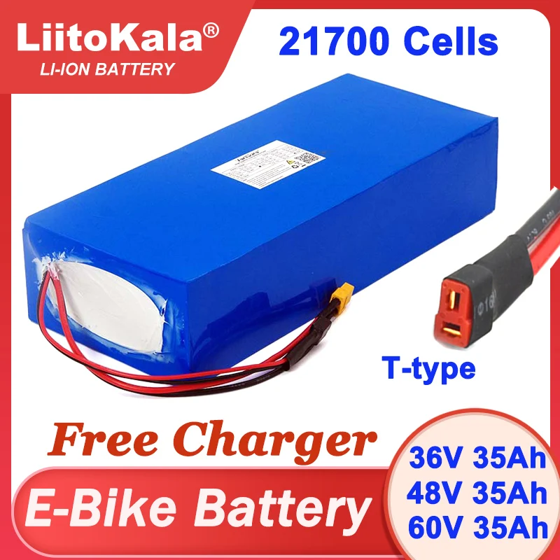 Liitokala 36V 48V 60V 35Ah 21700 แบตเตอรี่ลิเธียมในตัว BMS สําหรับ E-bike ไฟฟ้าสกู๊ตเตอร์แบตเตอรี่ Charger 42V 54.6V 67.2V
