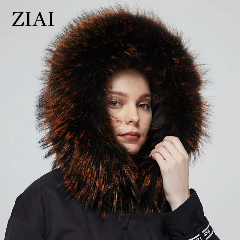 ZIAI 2022 winter women parka fur collor black short female jacket letter warm women coat casual top quality instock ZR-3040