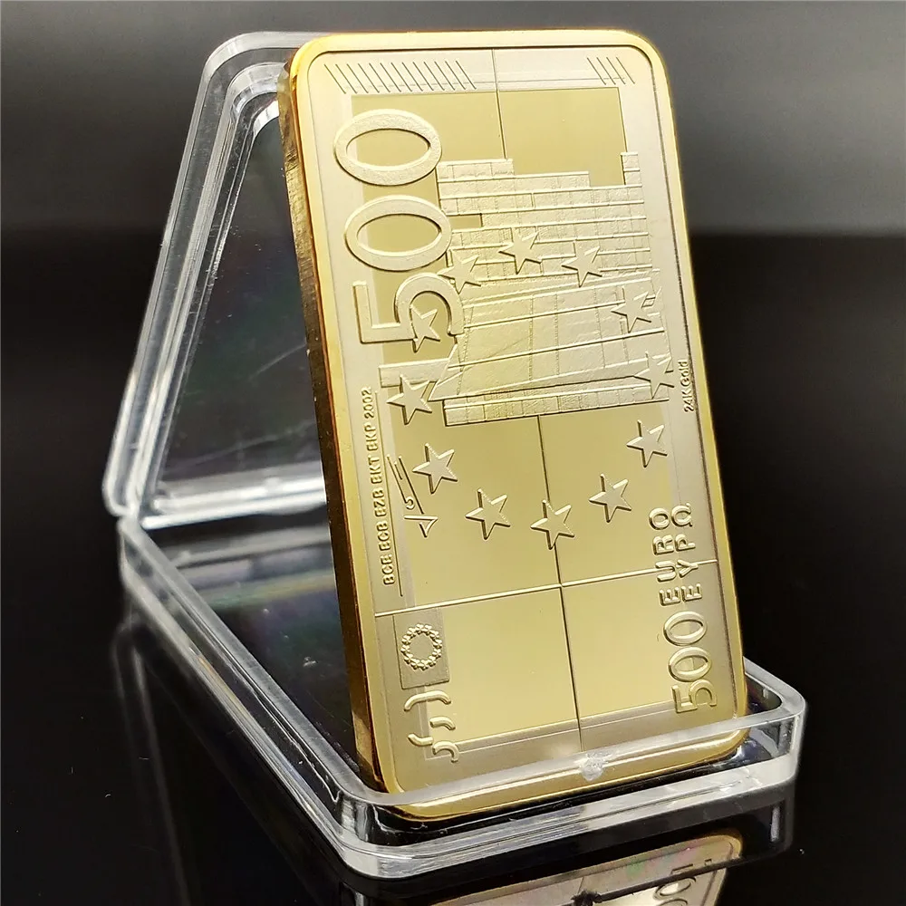 الأوروبي الذهب بار معدن مطلي بالذهب البارات 500 اليورو الأوراق النقدية تذكارية البارات مهرجان الهدايا جمع العملات المعدنية غير العملات