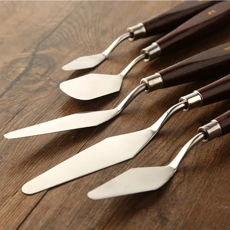 5pcs Metal Spatula Set Oil Painting Paint Scrapers Calligraphy Palette Spatula Art Craft Perfect Artist Painting Accessories