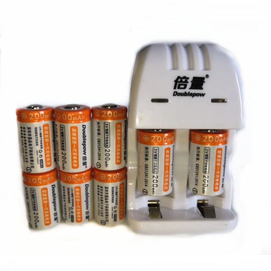 

8pcs Original 3V 200mAh CR2 rechargeable battery 3V rechargeable lithium battery + CR2/CR123A universal smart charger