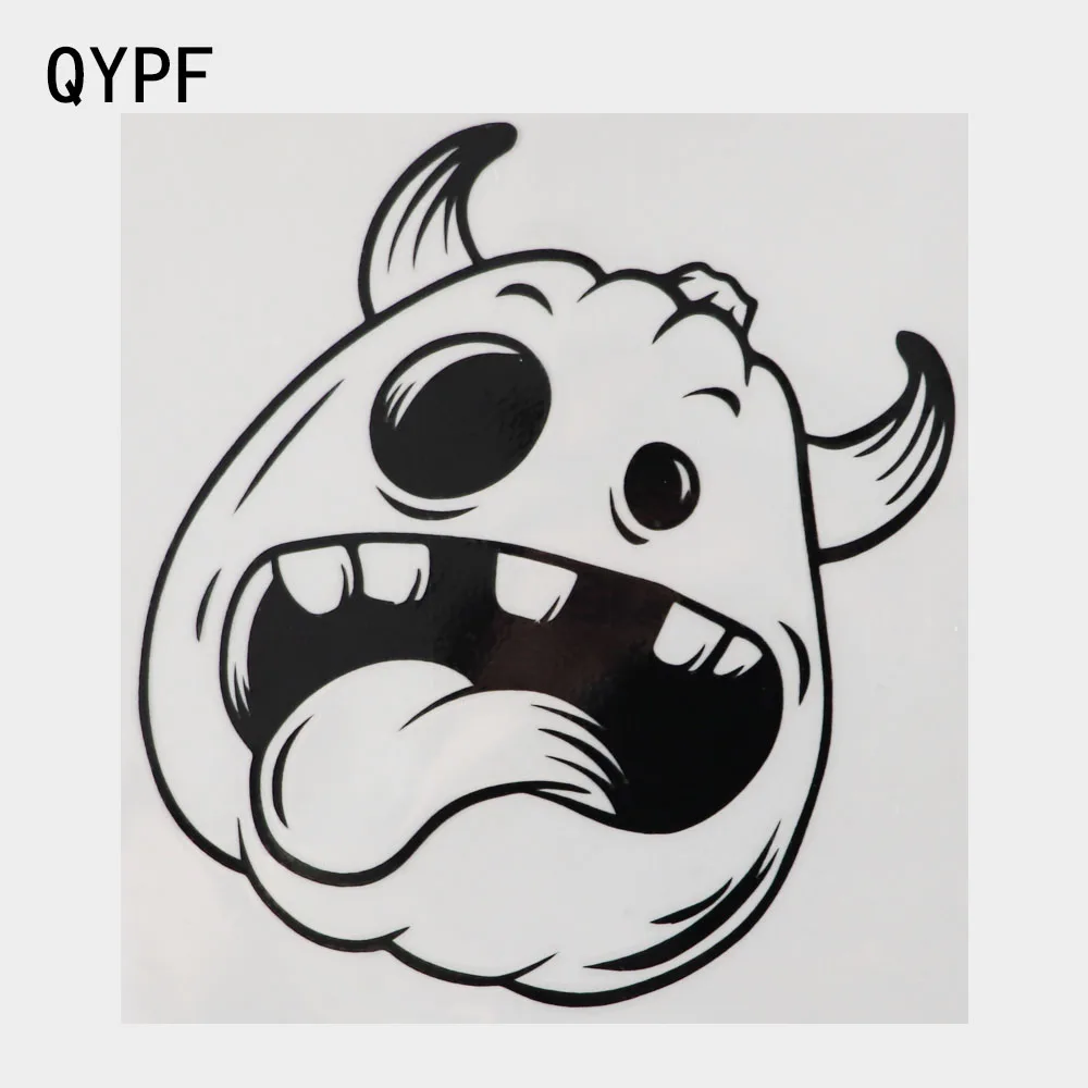 QYPF 11.6×12.5CM Halloween Pumpkin Funny Face Vinyl Car Sticker Black/Silver 2A-0020