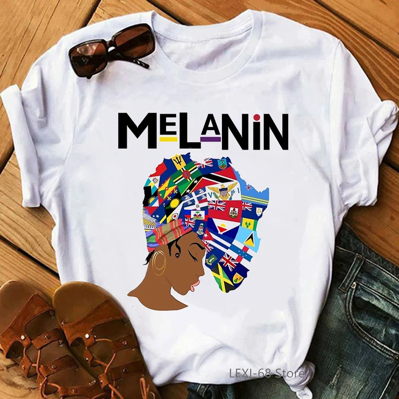 Power Africa Queen Black Girls Female T Shirt Graphic Tees Women Aesthetic Clothes T-Shirts Melenin Poppin Tshirt Femme