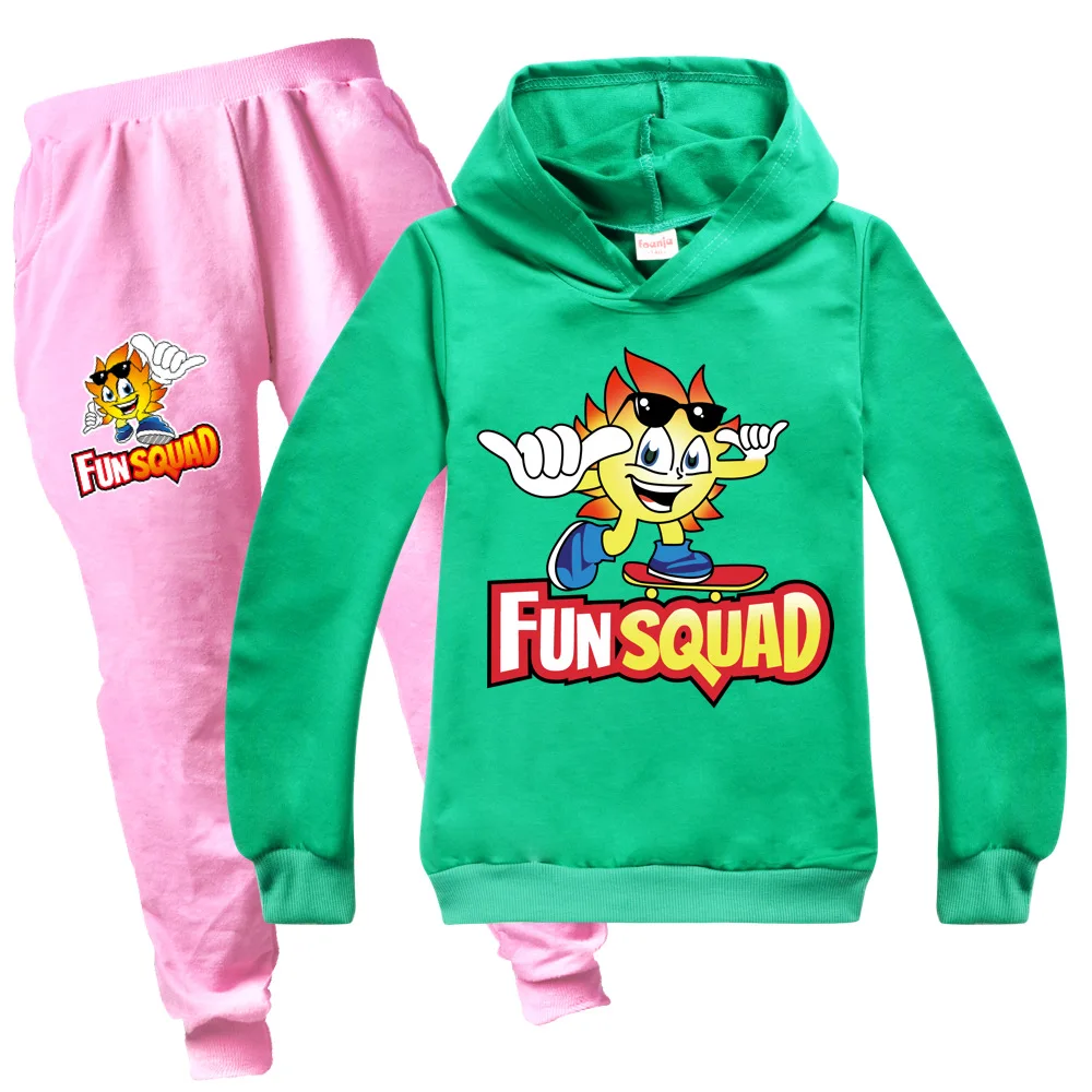 Fun Squad Game Kids Clothes Baby Cotton Clothing Suit Children's Video Game Boy Girl Hoodies Long Sleeve T-shirt+ Pants 2Pcs/Set