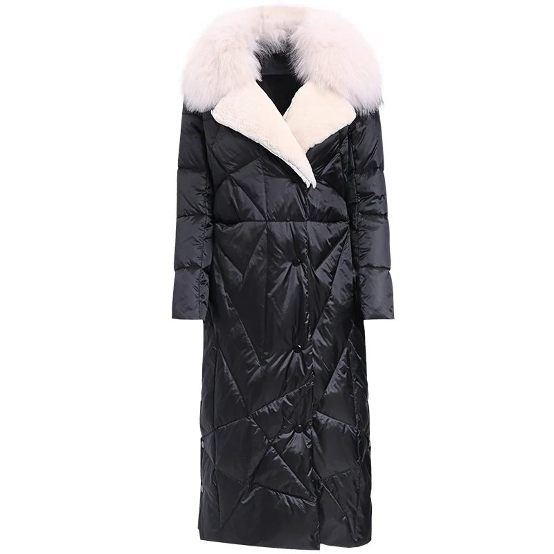 Long Parka Women Winter Coat Female 90% Duck Down Jacket Real Fox Fur Collar Thick Warm Elegant Outwear 2020 LWL1222