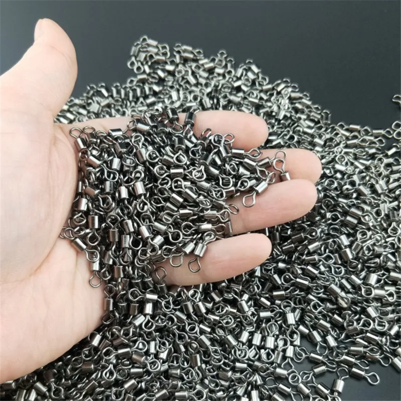 50 sztuk/partia krętlik wędkarski rozmiary 2-14 #   Solidne złącze ze stali nierdzewnej Łożysko kulkowe Snap Krętliki wędkarskie Rolling Beads Akcesoria