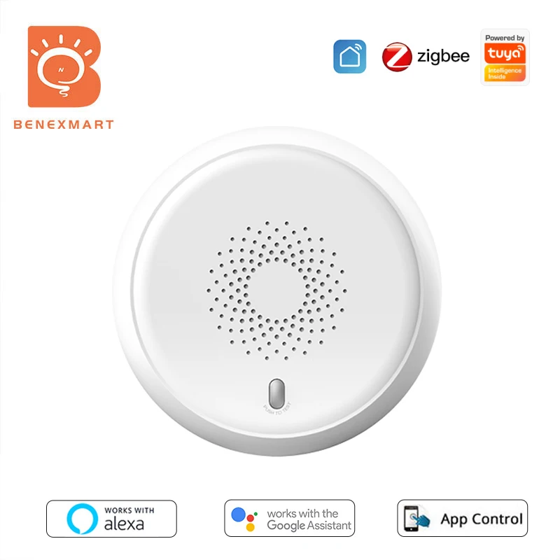 

Benexmart Tuya Zigbee Wireless Smoke Detector Smart Fire Alarm Sensor for Home Security System Smart Life App Control