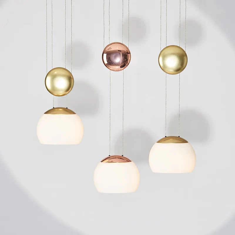 

JOJO Pendant Lamp Modern LED glass pendant light living room lining room can adjust height freely gold nightstand light