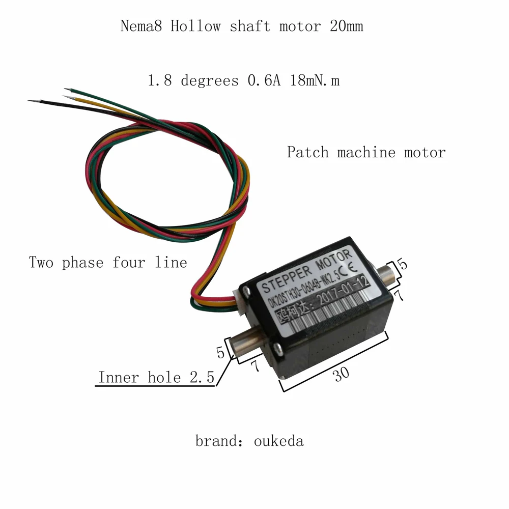 

20 Hollow motor Miniature Hollow shaft motor aperture 2.5 hollow shaft stepper motor placement Machine motor 20STH30-0604B-NK2.5