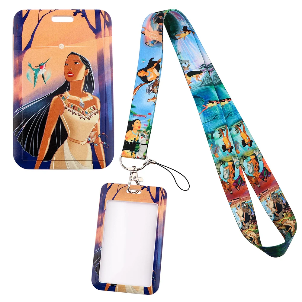 YQ778 Pocahontas Lanyard Cartoon Keychain Keys Phone Rope ID Bank Card Badge Holder Neck Strap Keychain Lariat Jewelry Accessory