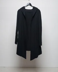 Original design dark mid-length cloak men's windbreaker hooded cardigan  coat