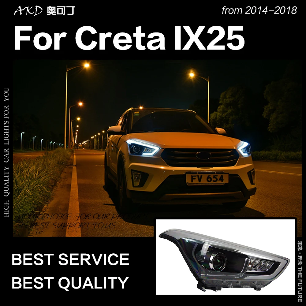 AKD Car Styling Head Lamp for Hyundai Creta Headlights 2014-2018 New IX25 LED Headlight DRL Hid Bi Xenon Auto Accessories