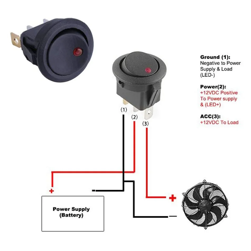 20Pcs 3 Pin 12V 20A Amps Auto Vrachtwagen Rocker Ronde Toggle Led Schakelaar Aan-uit Controle Blauw groen Geel Rood