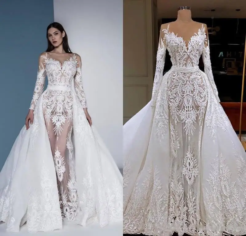 Classic Appliques Bling Sequins Wedding Dress Sweetheart Long Sleeves Backless Custom Made Sweep Train For Woman Robe De Mariee