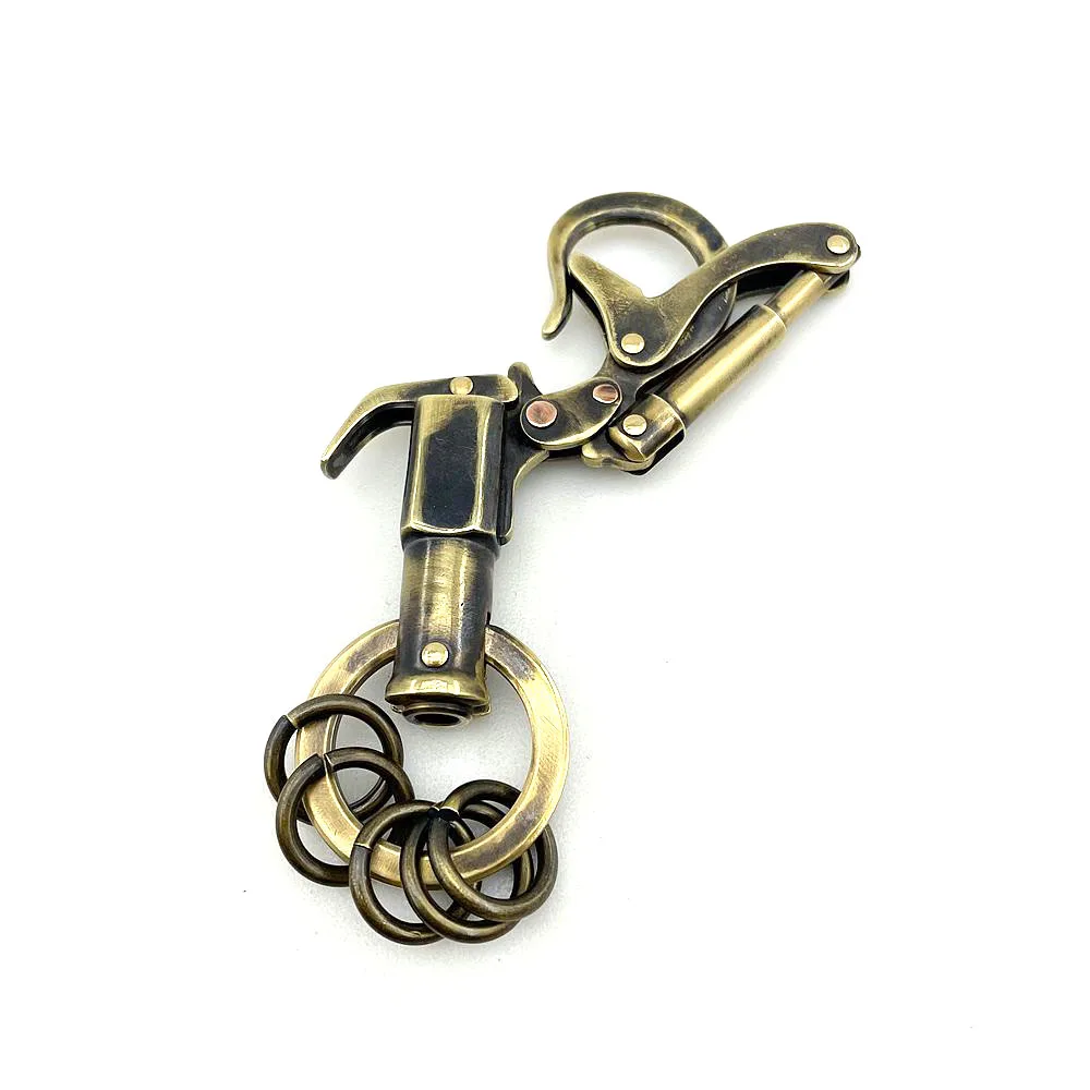 

EDC Outdoors Tools Handmade Solid Mechanical Brass Keychain Hook Retro Car Key Ring