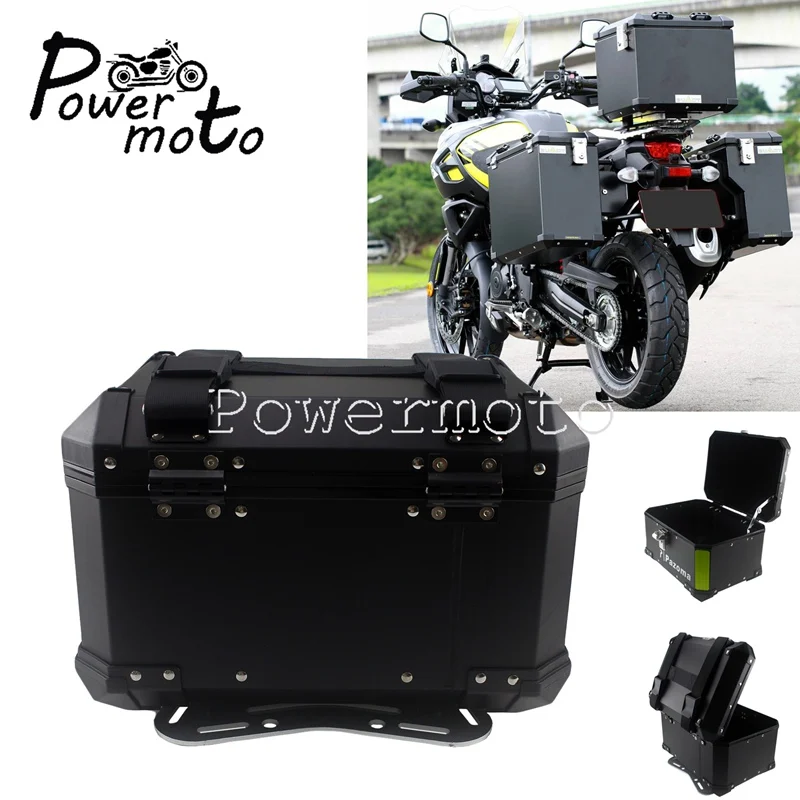 Universal Motorcycle Aluminum Black Top Case Luggage Bags Saddlebags Lockable Side Box For BMW Honda Suzuki Yamaha BMW R1200