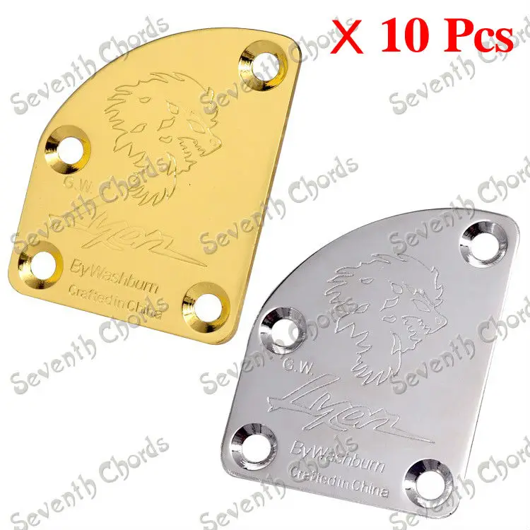 

10 Pcs Unfilled Corner Cutaway Type Neck Plate for Electric Bass Guitar/Guitar Neck Joint Plate.- Chrome - Gold