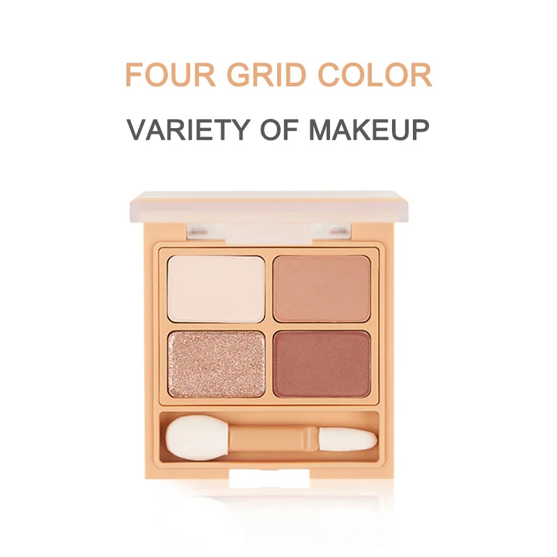 INTOYOU Four Colors Eyeshadow Makeup Palette Lasting Makeup Cosmetics With Double-ended Eyeshadow Stick Brush