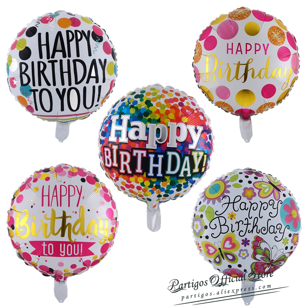 10Pcs 18Inch Happy Birthday Balloons Round Star Helium Foil Globos For Boys Girls Kids Birthday Party Decorations Baby Shower