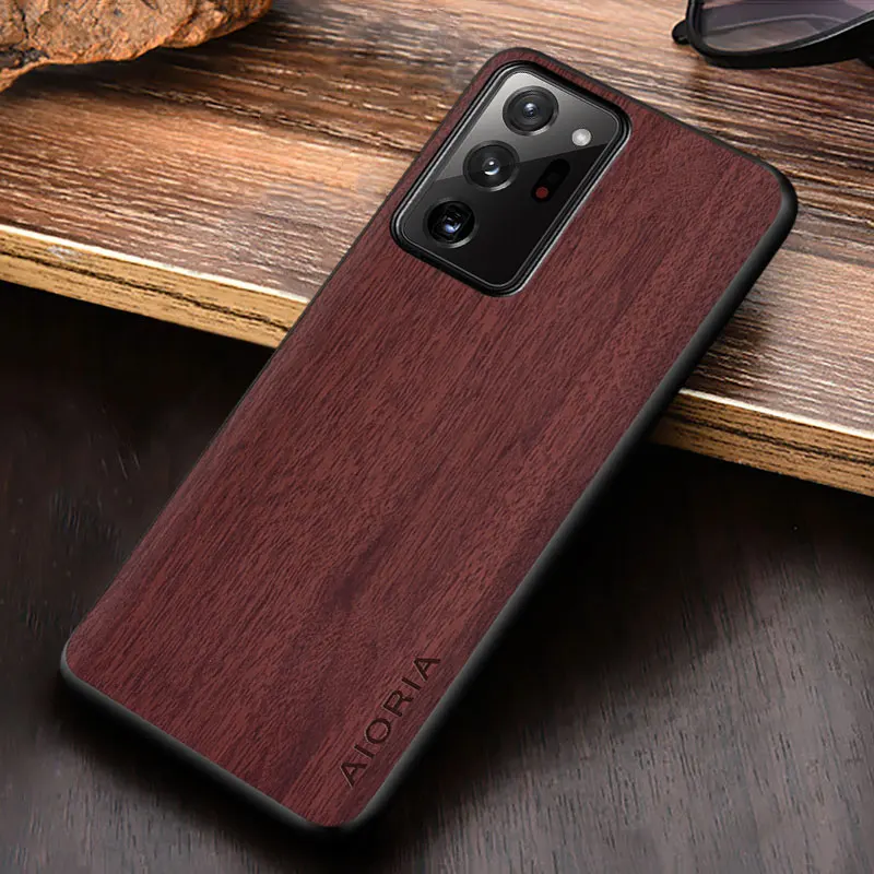 phone case for Samsung Galaxy Note 20 Ultra 10 Plus Lite unique design soft lightweight wooden pattern pu leather back cover