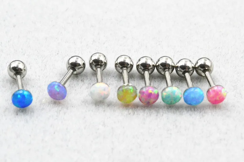 Lot 50pcs Body Jewelry-   Opalite balls 4mm Ear Studs/Earring Stainless Steel Helix Bar Upper Earring Body Piercing