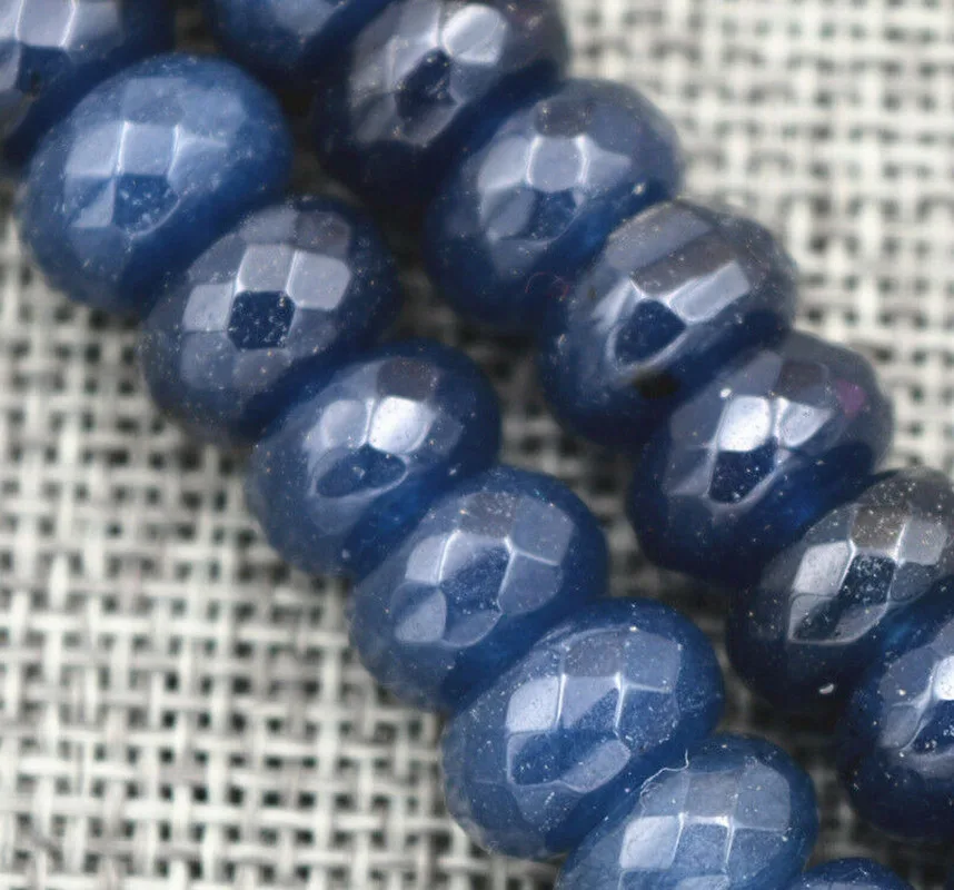 

1pcs Natural 6x10mm Faceted DARK Blue Sapphire Abacus Gems Loose Beads 15''AAA