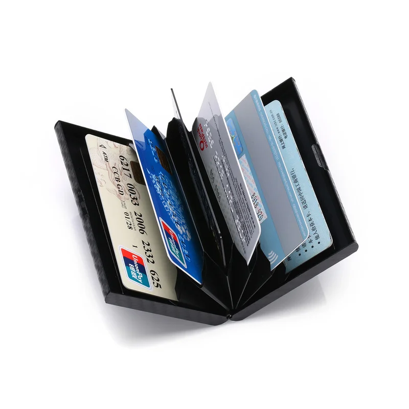 Bycobecy Custom Carbon Fiber Card Holder Metal Plastic NFC Wallet Passport Holder Document Organizer RFID Slim Wallets Men Woman