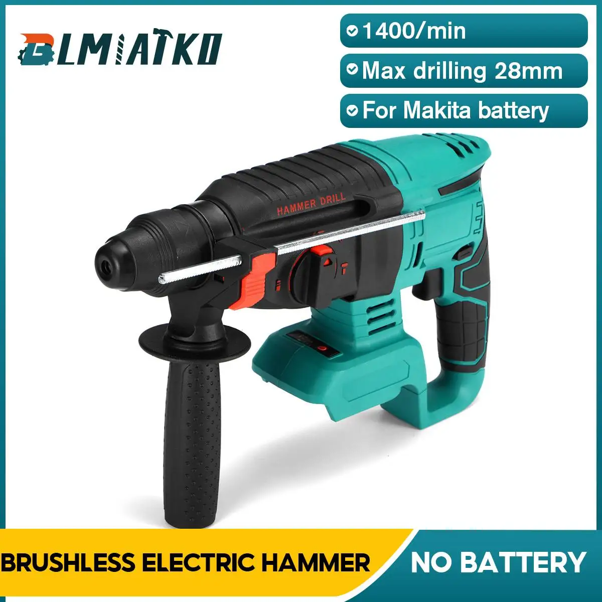 

New Rechargeable Brushless Cordless Rotary Hammer Drill Impact Function Electric Hammer Impact Drill for 18V Makita Battery