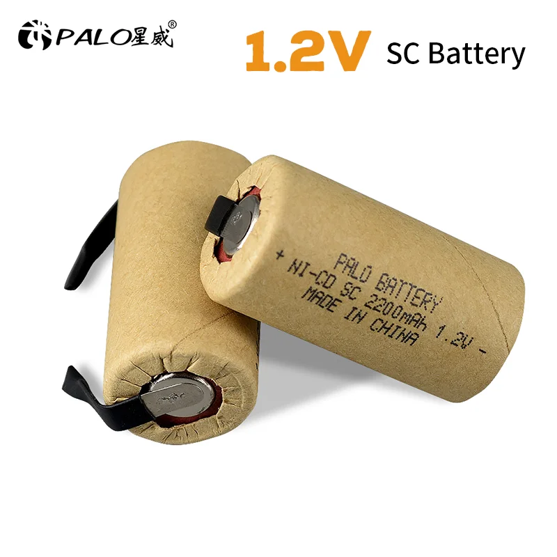 PALO 2-10PCS Ni-CD SC battery 2200mAh high power Sub-C 10C 1.2V rechargeable batteries for power tools electric drill screwdrive