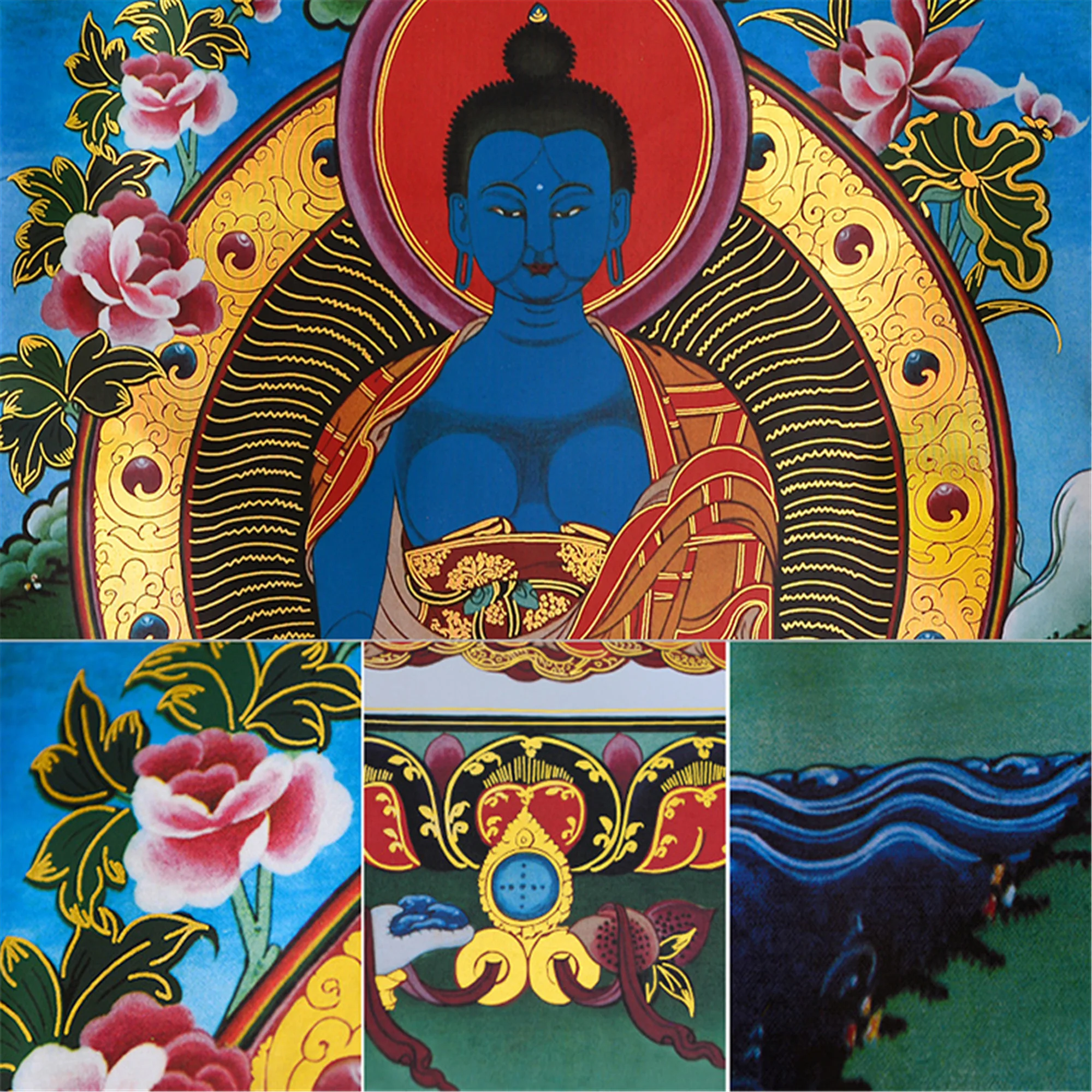 Gandhanra Bronzing Printed Thangka Art - Akshobhya Thangka,Hand Framed Tibetan Buddhist Thangka