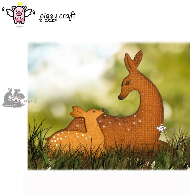 Piggy Craft metal cutting dies cut die mold 2Pcs Deer decoration Scrapbook paper craft knife mould blade punch stencils dies