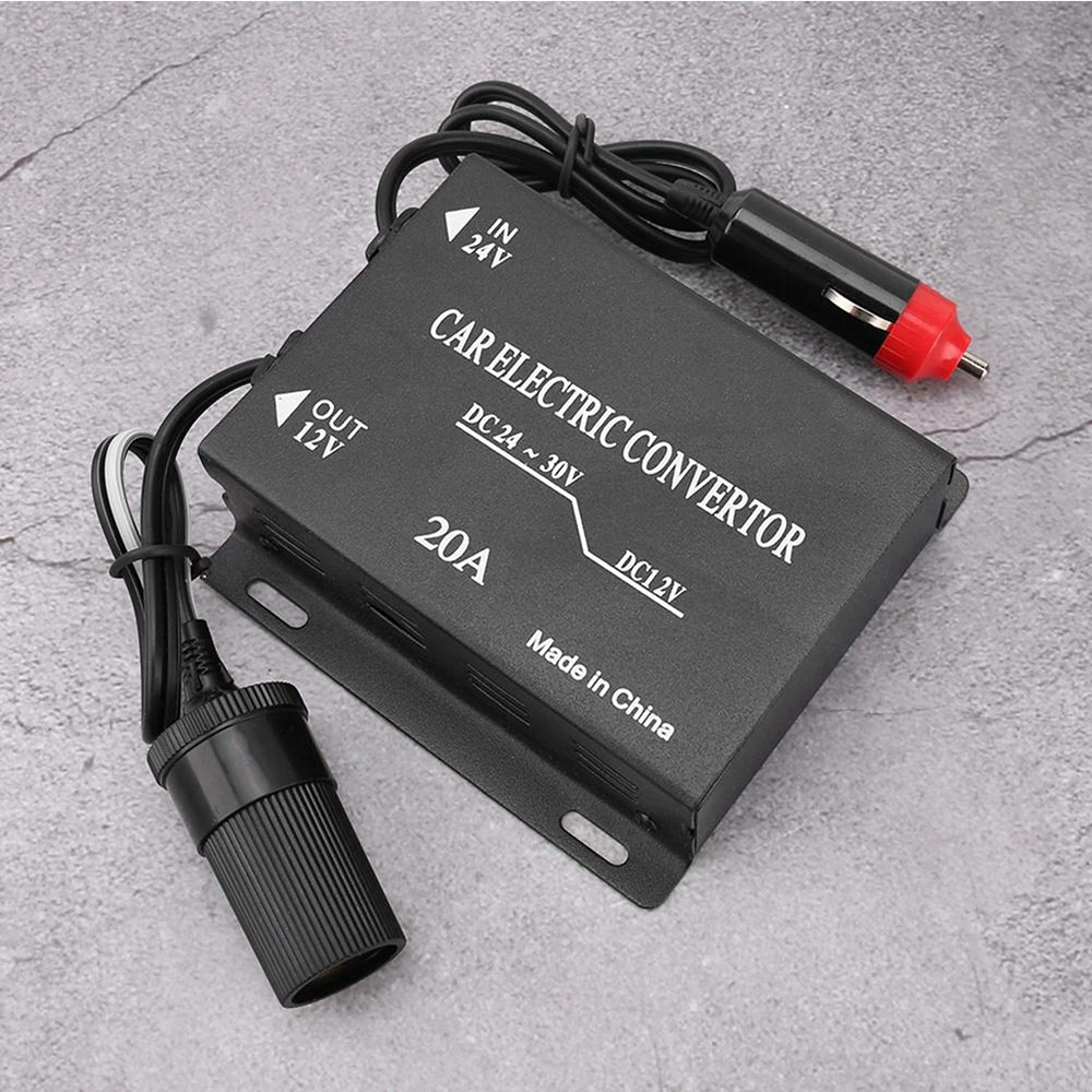 20A 24V To 12V Cigarette Lighter Type Car Power Supply Converter Step Down Transformer Cargador Coche Carga Rapida Usb Coche