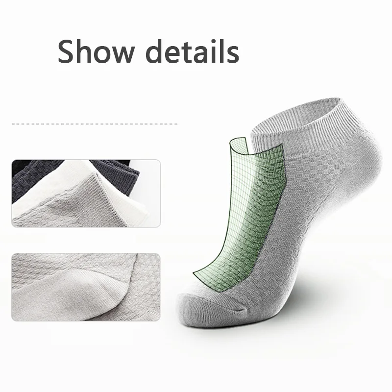 5Pairs/Lot Men\'s Bamboo Fiber Socks Business Short Breathable Ankle Socks Male Sock High Quality Large Size EU39-48