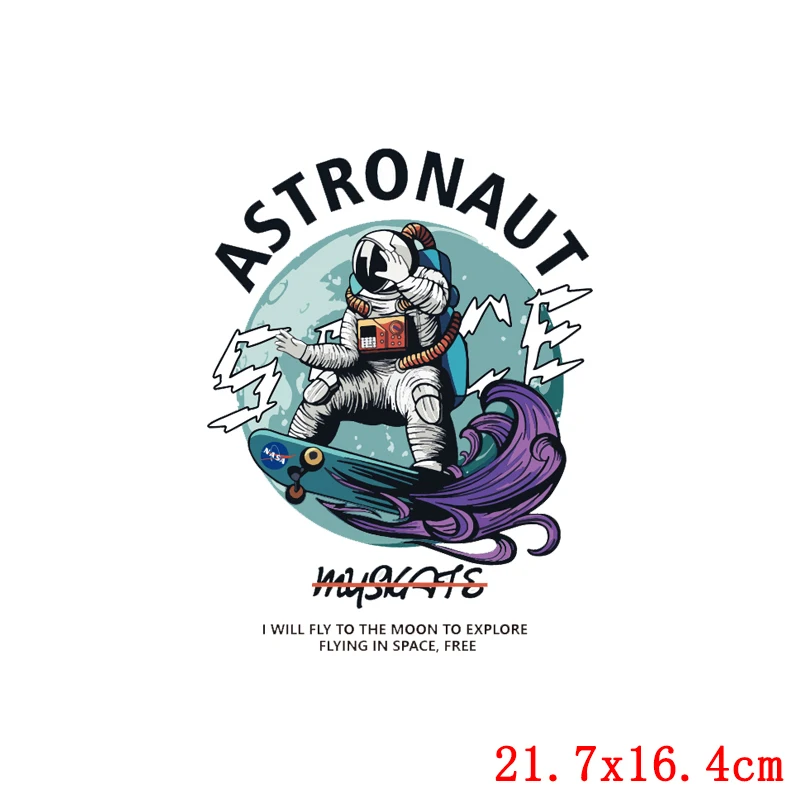 Prajna Cute Space Astronaut Patches Thermal Sticker On Clothes Heat Transfer Vinyl Patches For Clothes Kid T Shirt Moon Applique