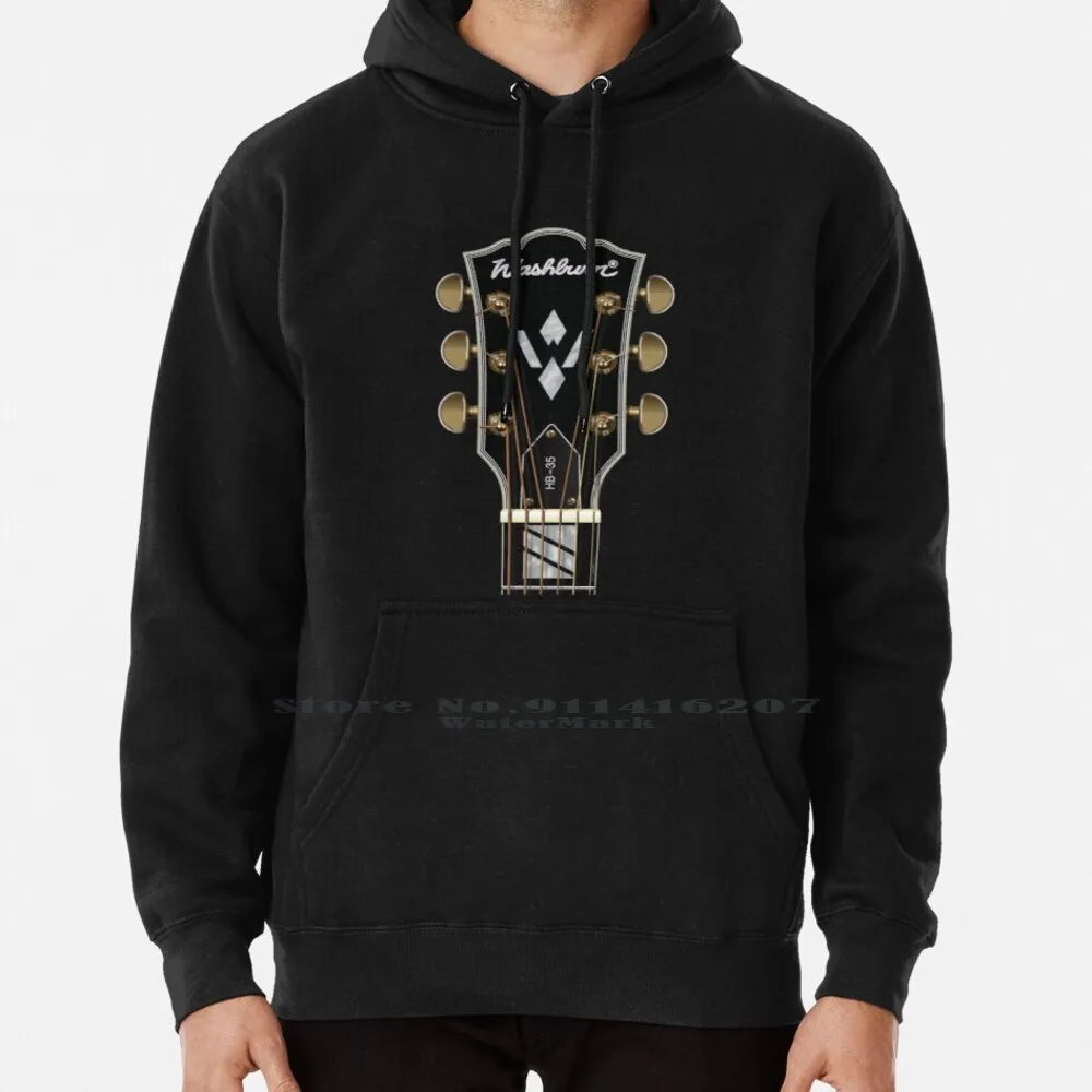 Guitar Headstock Art-Washburn Hb-35 Hoodie Sweater 6xl Cotton Guitar Headstock Tuning String Music Neck Country Indie