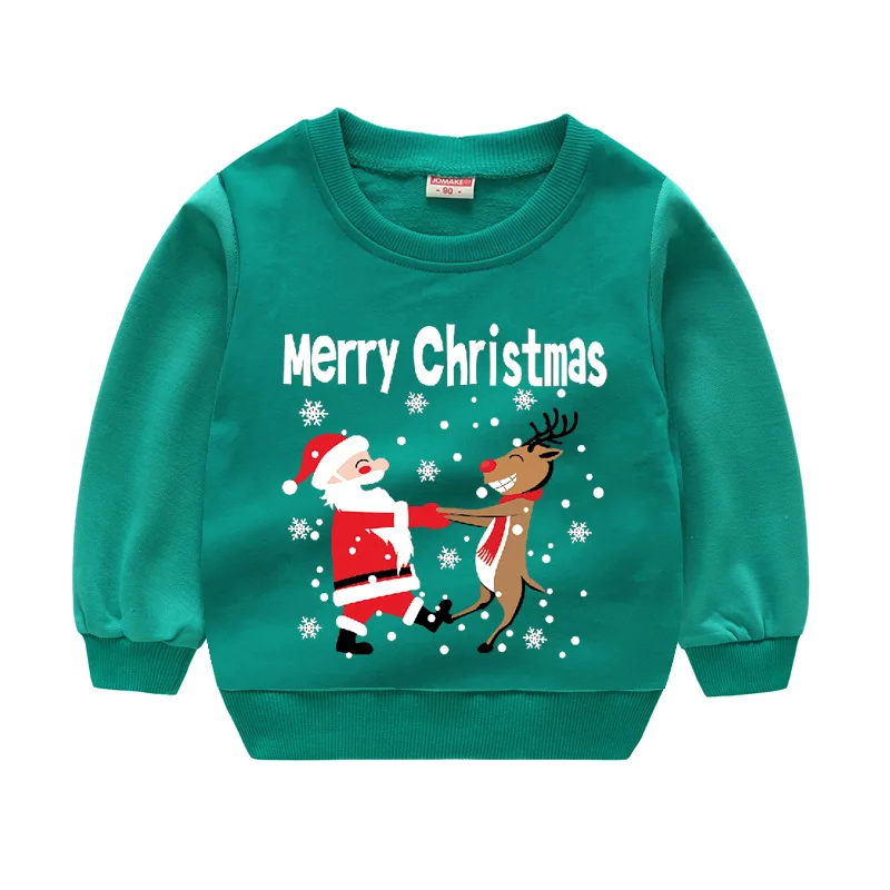 Christmas Costumes Clothes for Boys Sweatshirts Cotton Kids Pullover Tee Shirts Baby Girls Sweater Santa Gift Girls Jumpers