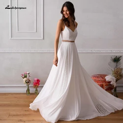 Vestido de dos piezas de encaje para boda, traje elegante bohemio para recepción nupcial, fiesta, boda, playa, 2020