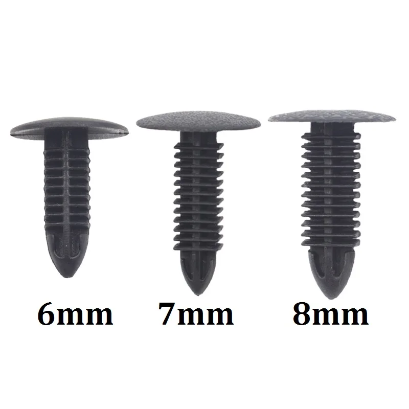 30Pcs Black Plastic Rivets Clips For 6mm 7mm 8mm Auto Fasteners Car Trunk Roof Door Trim Panel Retainer Vehicle Universal