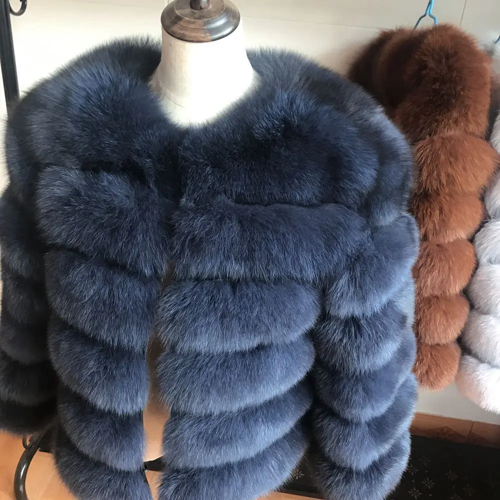 100% Natural Fur Jacket Real Fur Coat Winter Jacket Women Natural Fox Fur Luxury Fashion 50cm Short Jacket Wholesale Hot 2022