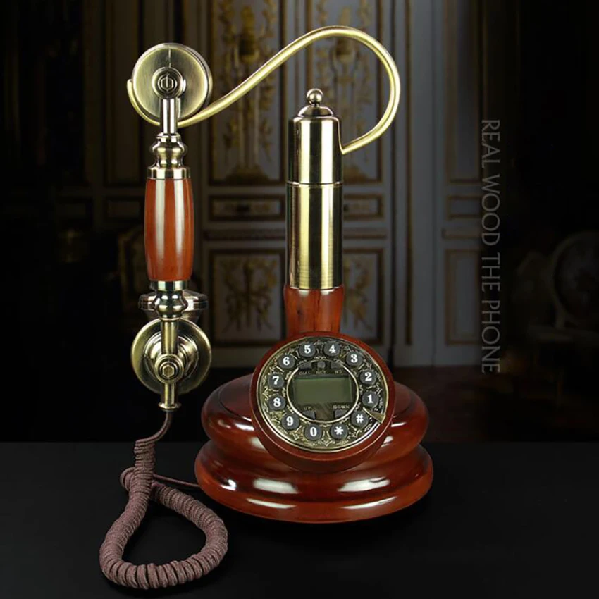 Antique Phone Candlestick Button Dial Telephone with Caller ID, FSK and DTMF, Retro Corded Phone Vintage Decorative Telephones